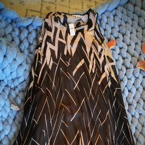 Pink and Black Dress with Geometric Pattern Anthro